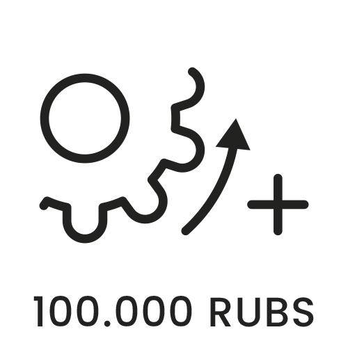 Icon for an abrasion resistance of 100,000 rubs.