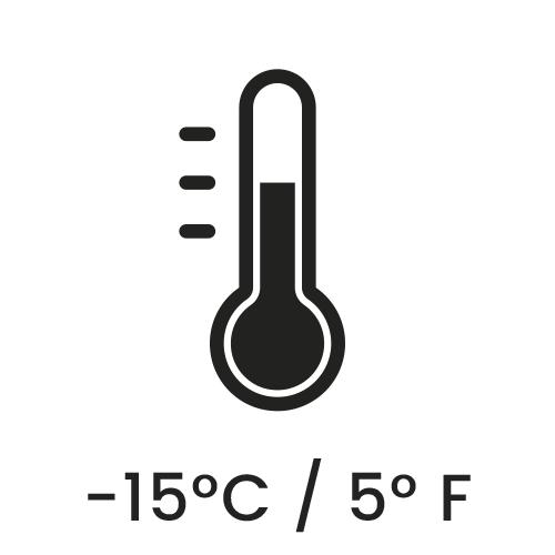 Icon for warmth down to minus 15 degrees Celsius.